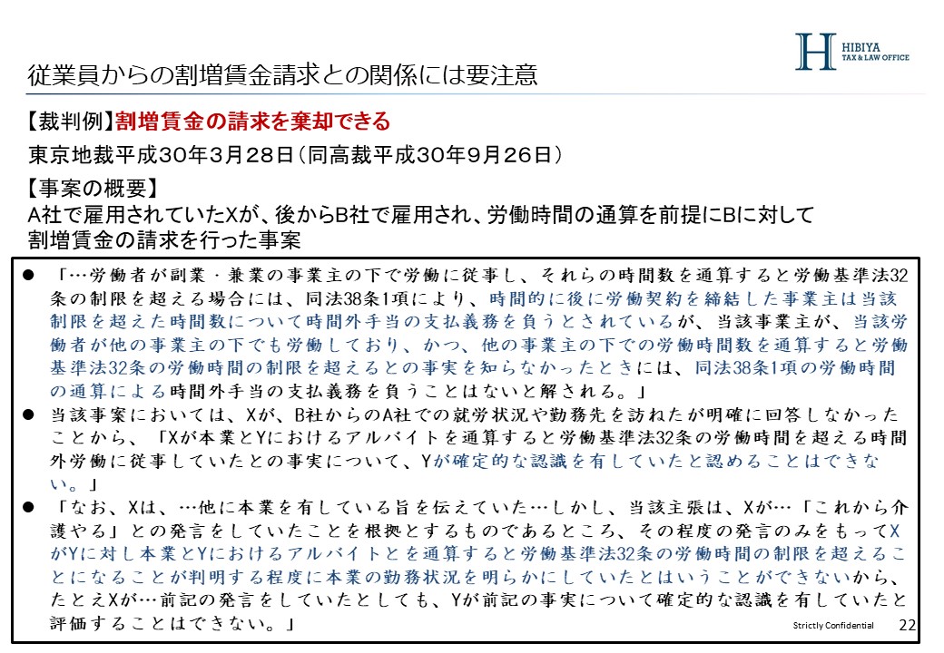 割増賃金請求棄却の判例