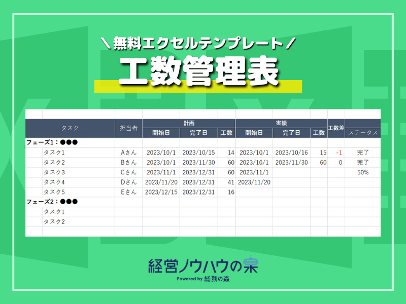 工数管理表を作成する