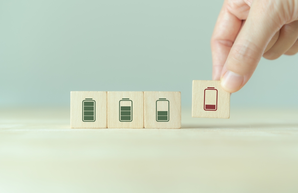 充電残量のブロックを並べている様子